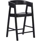 Ezra Curved Back Counter Stools in Black Finish Wood