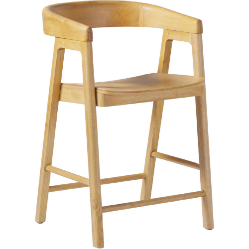 Ezra Curved Back Counter Stools in Natural Finish Wood