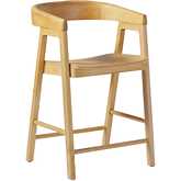 Ezra Curved Back Counter Stools in Natural Finish Wood