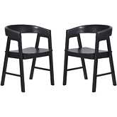 Ezra Curved Back Dining Chair in Black Finish Wood (Set of 2)