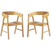 Ezra Curved Back Dining Chair in Natural Finish Wood (Set of 2)