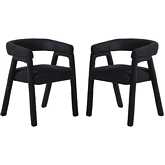 Ezra Curved Back Dining Chair in Black Boucle Fabric (Set of 2)