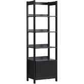 Holmes Narrow Bookcase with Reeded Drawer in Black Finish