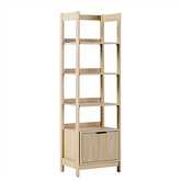Holmes Narrow Bookcase with Reeded Drawer in Coastal Oak Finish