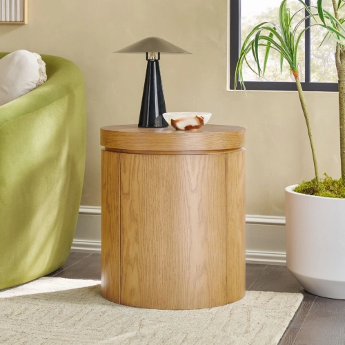 Maya 18" Round Side Table in White Oak Finish Wood