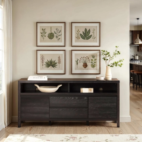 Nash 65" Sideboard w/ Storage in Black Wood