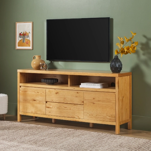 Nash 65" Sideboard w/ Storage in White Oak Finish Wood