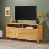 Nash 65" Sideboard w/ Storage in White Oak Finish Wood