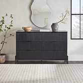 Paris 6 Drawer Dresser with Reeded Drawer Fronts in Black Finish