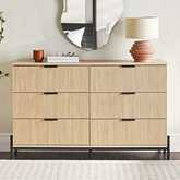 Paris 6 Drawer Dresser with Reeded Drawer Fronts in Coastal Oak Finish