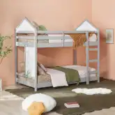Skyler Twin over Twin Bunk Bed in Grey Finish Pine Wood