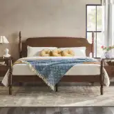 Vivienne Spindle Post King Bed in Dark Brown Finish Wood