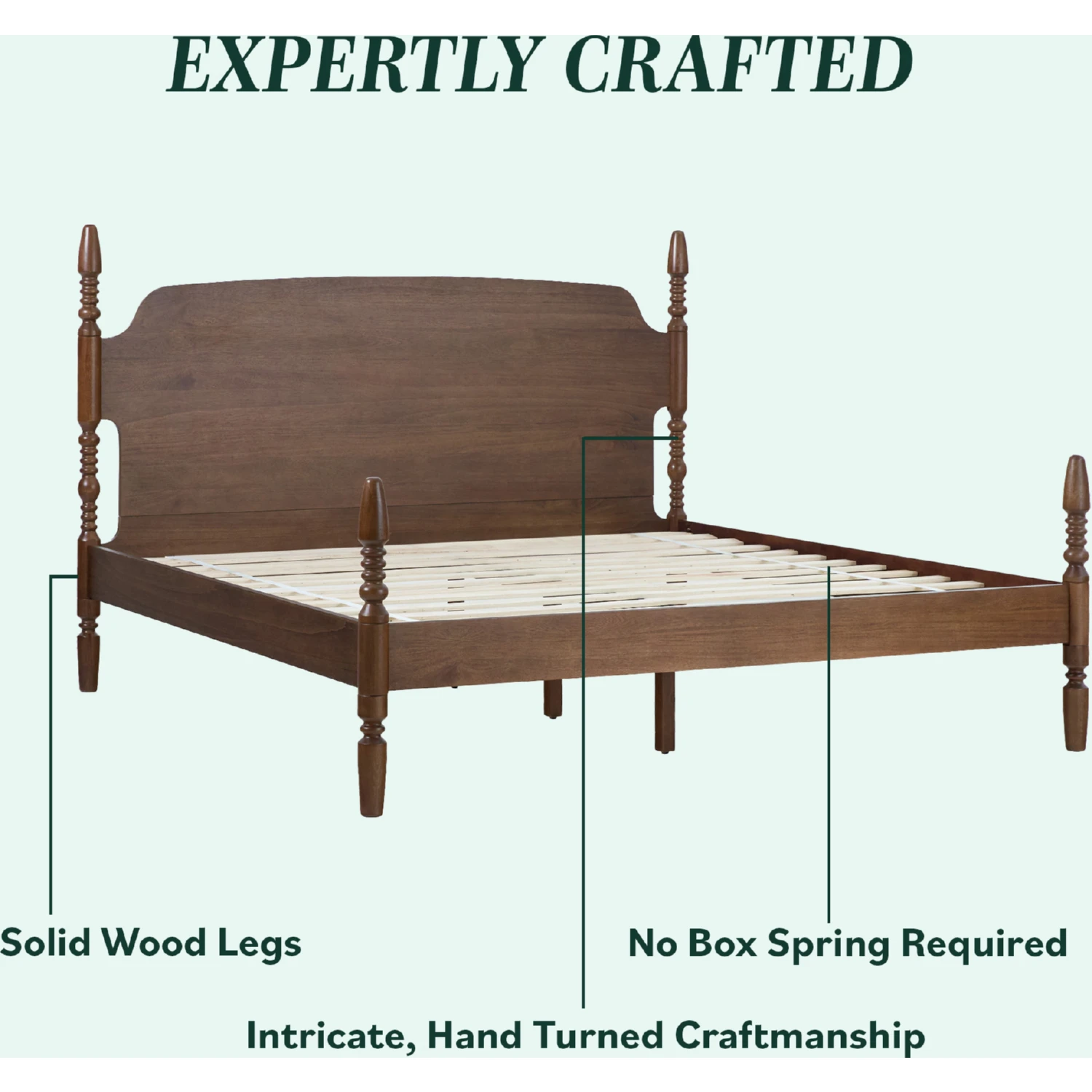 Walker Edison WEVIV03KB2BR1 Vivienne Spindle Post King Bed in Dark