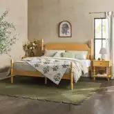 Vivienne Spindle Post King Bed in Natural Finish Wood