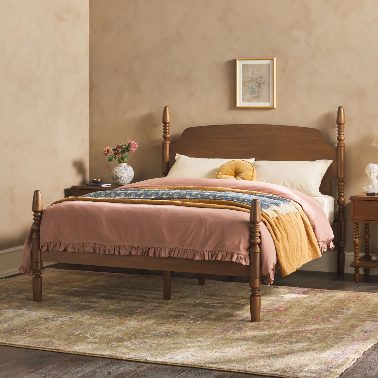 ルーム・エクスペリエンス ROOM EXPERIENCE 日本盤 ライオンヴィル Walker Edison WEVIV03QB2BR1 Vivienne Spindle Post Queen Bed in
