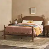 Vivienne Spindle Post Queen Bed in Dark Brown Finish Wood