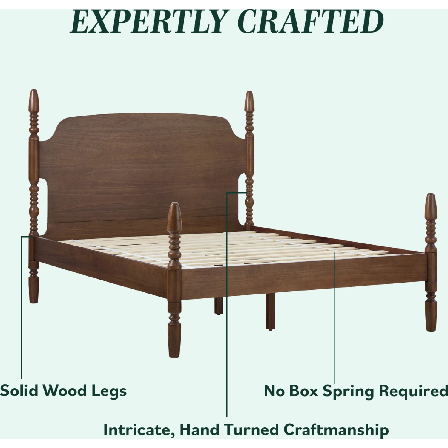 Walker Edison WEVIV03QB2BR1 Vivienne Spindle Post Queen Bed in Walker Edison WEVIV03QB2BR1 Vivienne Spindle Post Queen Bed in