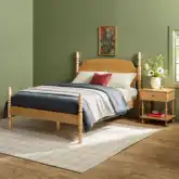 Vivienne Spindle Post Queen Bed in Natural Finish Wood