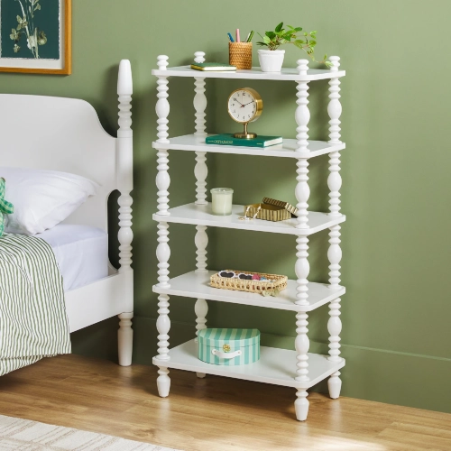 Vivienne Spindle 48"H Bookcase in White Finish Wood