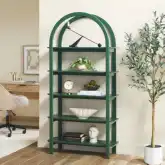 Zoey Arched Storage Bookcase in Green Finish Wood