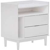 Lee Mid Century 2 Drawer Nightstand in White Solid Wood