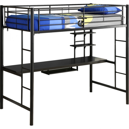 Sunset Metal Twin over Workstation Bunk Bed in Black