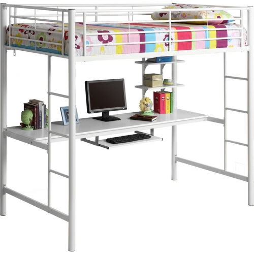 Sunrise Metal Twin over Workstation Bunk Bed in White