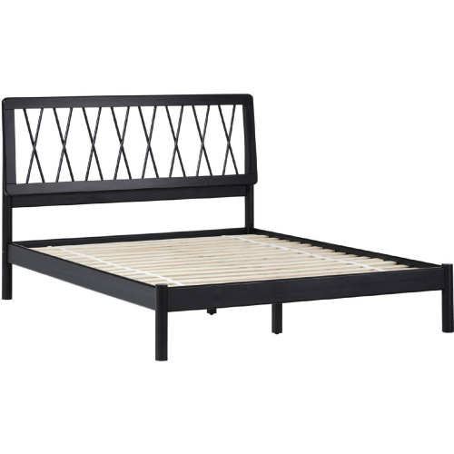 Xavier X Spindle Queen Bed in Black Finish Pine Wood