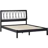 Xavier X Spindle Queen Bed in Black Finish Pine Wood