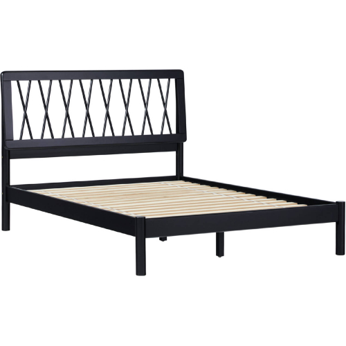 Xavier X Spindle Full Bed in Black Finish Pine Wood