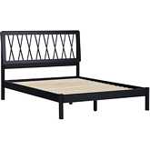 Xavier X Spindle Full Bed in Black Finish Pine Wood