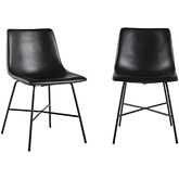 Xuma Dining Chair in Black Leatherette & Black Metal (Set of 2)