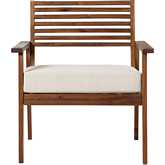 Zander Outdoor Club Accent Chair in Dark Brown Finish Wood & Neutral Fabric