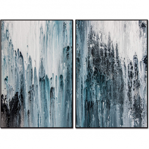 Zelda 2 Piece 40" x 60" (each) Canvas Wall Art in Blues & Multicolor