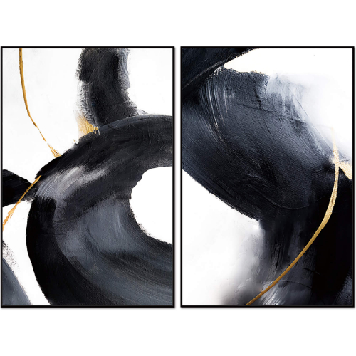 Nero 2 Piece 40" x 60" (each) Canvas Wall Art in Black, White & Multicolor