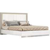 Daisy King Bed in High Gloss White & Taupe with LED Headboard