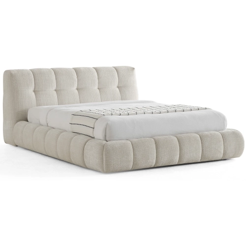 Cloud King Storage Bed in Tufted Beige Chenille Fabric