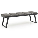 Ethan Bench in Channel Tufted Dark Grey Leatherette on Black Steel