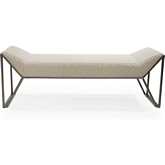 Mylo Bench in Light Grey Leatherette & Brushed Gun Black Steel