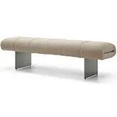 Elena Bench in Beige Boucle Fabric & Brushed Nickel Stainless Steel
