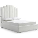 Jordan Queen Bed in White Leatherette with Double USB in Headboard