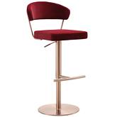 Nova Adjustable Bar Stool in Red Velvet & Rose Gold Stainless Steel