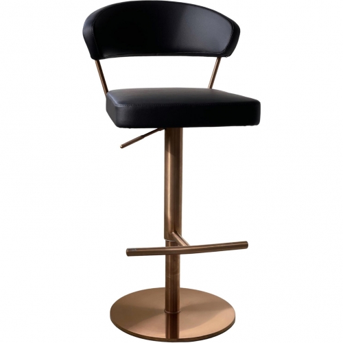 Nova Bar Stool in Black Leatherette & Rose Gold Stainless Steel