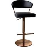 Nova Bar Stool in Black Leatherette & Rose Gold Stainless Steel
