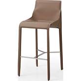 Emory Bar Stool in Grey Eco Leather & Metal Foot Rest