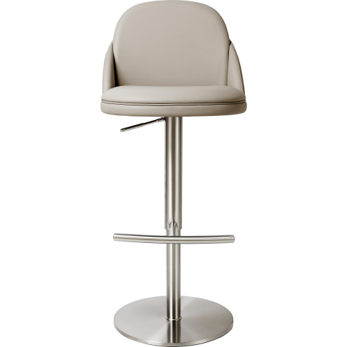 Tommy Swivel Adjustable Bar Stool in Light Grey Leatherette & Brushed Stainless