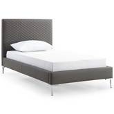 Liz Twin Bed in Dark Gray Leatherette & Chrome