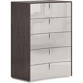 Berlin 5 Drawers Chest in High Gloss Chestnut Grey & Light Grey Finish
