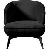 Mersin Accent Chair in Black Velvet Fabric & Black Powder Coated Metal