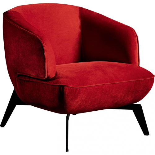 Mersin Accent Chair in Red Velvet Fabric & Black Powder Coated Metal